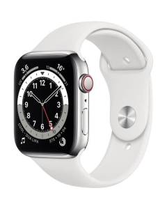 Apple Watch Series 6 GPS + Cellular - 44mm Boîtier acier Argent - Bracelet Blanc (2020) - Reconditionné - Excellent état