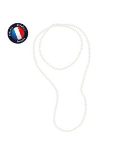 PERLINEA - Sautoir - Perle de Culture d'Eau Douce AAA+ - Semi-Ronde 6-7 mm - Blanc Naturel - 120 cm - Bijoux Femme