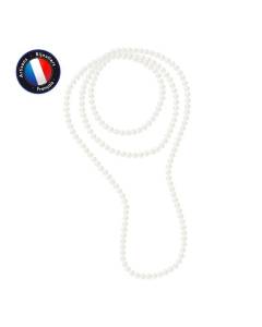 PERLINEA - Sautoir - Perle de Culture d'Eau Douce AAA+ - Semi-Ronde 8-9 mm - Blanc Naturel - 160 cm - Bijoux Femme