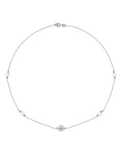 PERLINEA - Collier CRISTAL Perle de Culture d'Eau Douce AAA+ - Ronde 5-6 mm - Blanc Naturel - Argent 925 Millièmes - Bijoux Femme