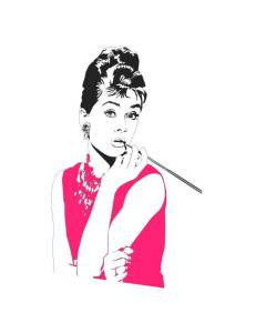 Tableau Décoratif  Dessin Audrey Hepburn Rose  (30 cm x 44 cm)