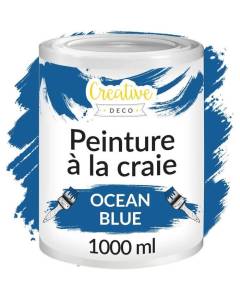 Creative Deco Peinture à la Craie Bleu Océan | 1L | Mat et Lavable | Peinture Bois | Peinture Meuble Bois | Chalk Paint