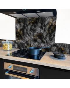 Crédence Cuisine Aluminium BLACKSTONE - 99 DECO - L60xH70cm - Noir - Contemporain - Design - Mat