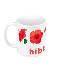 Mug Céramique Hibiscus Rouge Fleurs Minimaliste Chic Amour