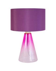 KONE V-Lampe de salon conique verre  transparent ,rose Abat-jour: cylindre tissu rose 1 ampoule E27 pop color P35xD35xH52cm