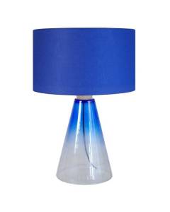 KONE V-Lampe de salon conique verre  transparent ,bleu Abat-jour: cylindre tissu bleu 1 ampoule E27 pop color P35xD35xH52cm