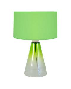KONE V-Lampe de salon conique verre  transparent ,vert vert anis Abat-jour: cylindre tissu vert 1 ampoule E27 pop color P35xD35xH52c