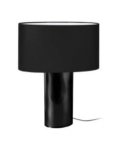 PADUA-Lampe de salon ovale verre  noir Abat-jour: cylindre tissu noir 1 ampoule E27 urbain P40xD40xH53cm