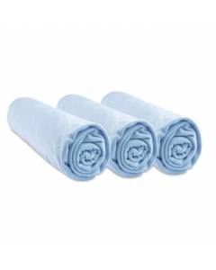 EASY DORT Lot 3 Draps housse 60x120 cm | Bambou Hypoallergénique Extensible | Lit Bébé, Berceau, Lit Parapluie 60 x 120 | Blue Ciel