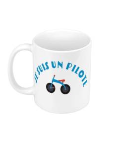 Mug en céramique Fabulous - Je suis un Pilote Tricycle Vélo Bébé Enfant - Blanc