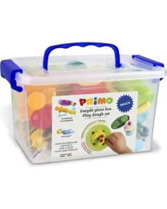 PRIMO - Kit de pâte à modeler et à jouer sans gluten - Mallette avec 6 bâtonnets et 16 accessoires 'snack bar'