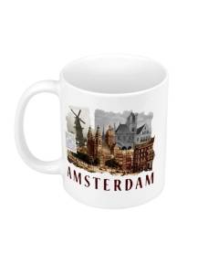 Mug Céramique Amsterdam Collage Voyage Carte Postale